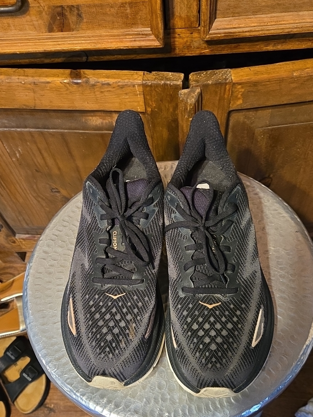 Women's HOKA Black Athletic Running Shoes with Rose Gold Accents